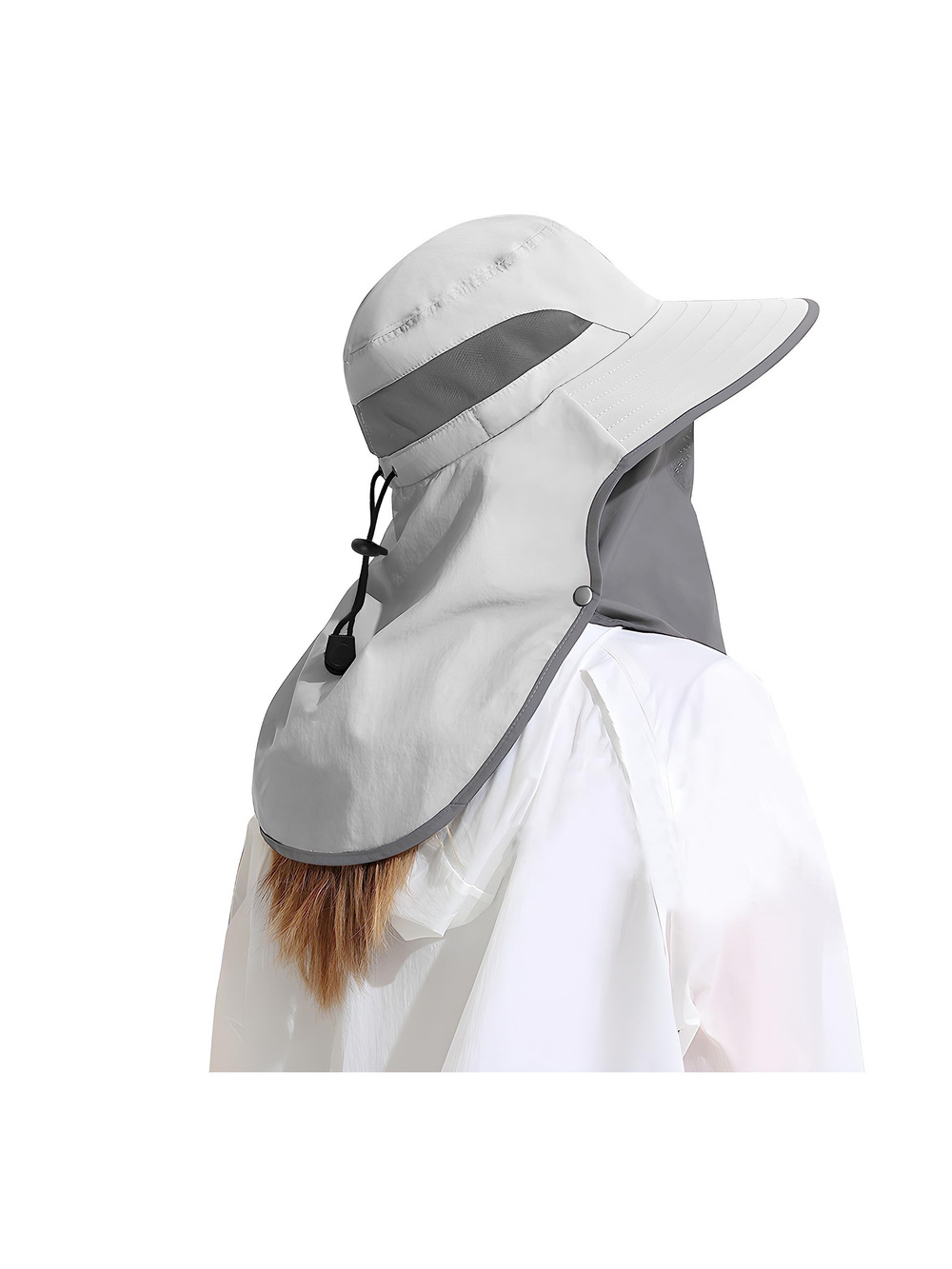 Outdoor Sun Hat Detachable Neck Face Flap UPF 50+UV | Light Gray | Size OS